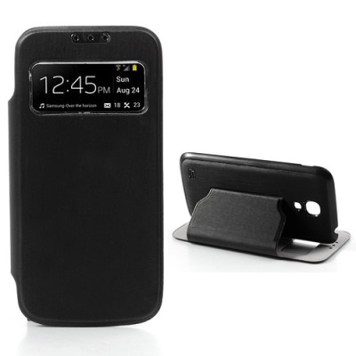 Atverčiamas „S-View“ juodas Samsung Galaxy S4 Mini dėklas (Dėkliukas) / Priedai.lt
