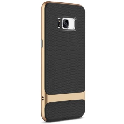 Samsung Galaxy S8 (G950) „Rock“ Royce pastiprinātas aizsardzības melns apmales zeltā krāsā apvalks / Vacins.lv