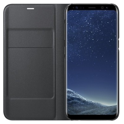 Samsung Galaxy S8 (G950) oficiāls Led View Cover atvērams melns ādas maciņš (maks) / Vacins.lv
