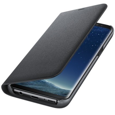 Samsung Galaxy S8 (G950) oficiāls Led View Cover atvērams melns ādas maciņš (maks) / Vacins.lv