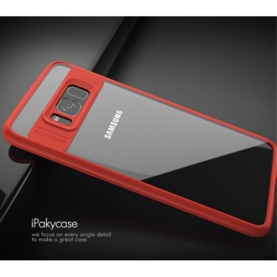„IPAKY“ Frame Samsung Galaxy S8 (G955) skaidrus raudonos spalvos apvadais kieto silikono (TPU) dėklas / Priedai.lt