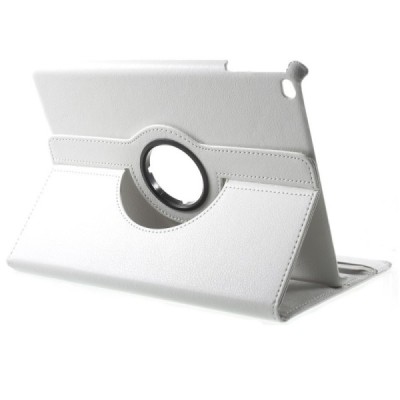 Apple iPad 9.7" 2017 (iPad 9.7" 2018) atverčiamas, sukiojamas 360 laipsnių, baltas odinis dėklas - stovas / Priedai.lt