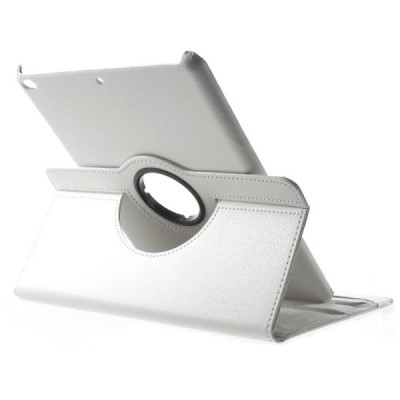 Apple iPad 9.7" 2017 (iPad 9.7" 2018) atverčiamas, sukiojamas 360 laipsnių, baltas odinis dėklas - stovas / Priedai.lt