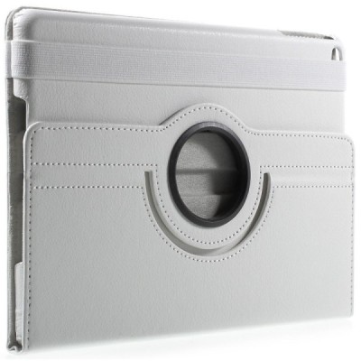 Apple iPad 9.7" 2017 (iPad 9.7" 2018) atverčiamas, sukiojamas 360 laipsnių, baltas odinis dėklas - stovas / Priedai.lt