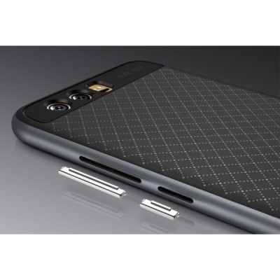Huawei P10 Plus „IPAKY“ kieto silikono TPU juodas (pilkais apvadais) dėklas - nugarėlė / Priedai.lt