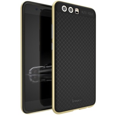 Huawei P10 Plus „IPAKY“ cieta silikona (TPU) melns apvalks (apmales - zeltā krāsā) / Vacins.lv