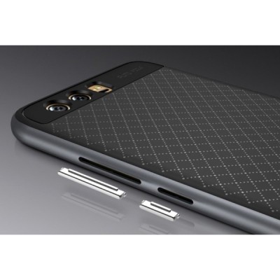 Huawei P10 (Huawei Ascend P10) Plus „IPAKY“ cieta silikona (TPU) melns apvalks (apmales - pelēkā krāsā) / Vacins.lv