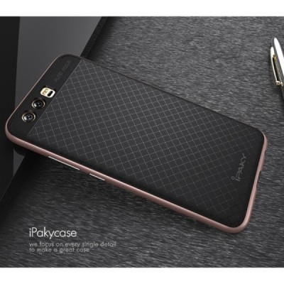 Huawei P10 (Huawei Ascend P10) „IPAKY“ kieto silikono TPU juodas (rožiniais apvadais) dėklas - nugarėlė / Priedai.lt