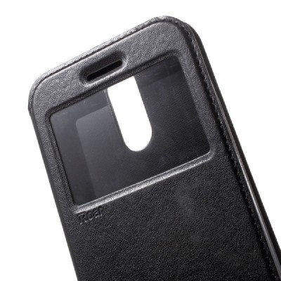„Roar“ LG K10 2017 (X400, M250N) melns atvēramais ar lodziņu maciņš / Vacins.lv