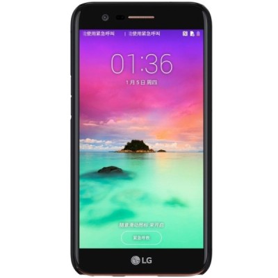 LG K10 2017 (X400, M250N) Nillkin Frosted Shield melns plastmasas apvalks + ekrāna aizsargplēve / Vacins.lv