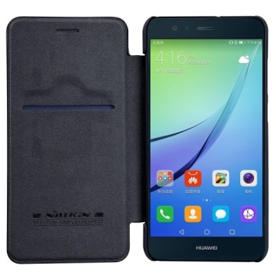 Greznais „Nillkin“ Qin sērijas ādas atvērams melns Huawei P10 Lite maciņš / Vacins.lv