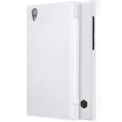 Greznais „Nillkin“ Qin sērijas ādas atvērams balts Sony Xperia L1 (G3311, G3312, G3313) maciņš (maks) / Vacins.lv
