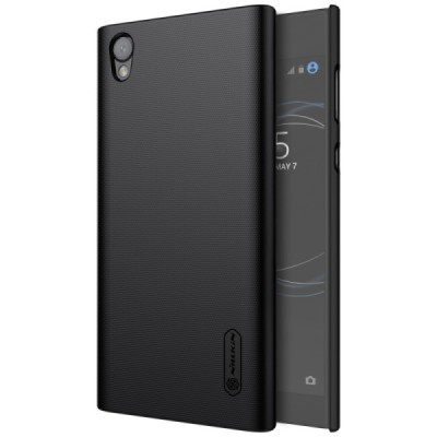 Nillkin Frosted Shield Sony Xperia L1 (G3311, G3312, G3313) melns plastmasas futrālis + ekrāna aizsargplēve / Vacins.lv