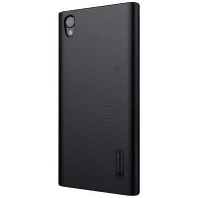 Nillkin Frosted Shield Sony Xperia L1 (G3311, G3312, G3313) melns plastmasas futrālis + ekrāna aizsargplēve / Vacins.lv