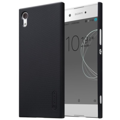Nillkin Frosted Shield Sony Xperia XA1 (G3121, G3123, G3125, G3112, G3116) juodas plastikinis dėklas + apsauginė ekrano plėvelė 