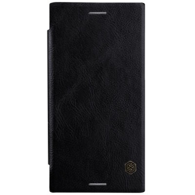 Greznais „Nillkin“ Qin sērijas ādas atvērams melns Sony Xperia XZ Premium (Xperia XZ Premium Dual) maciņš (maks) / Vacins.lv
