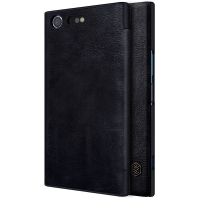Greznais „Nillkin“ Qin sērijas ādas atvērams melns Sony Xperia XZ Premium (Xperia XZ Premium Dual) maciņš (maks) / Vacins.lv
