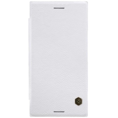 Greznais „Nillkin“ Qin sērijas ādas atvērams balts Sony Xperia XZ Premium (Xperia XZ Premium Dual) maciņš (maks) / Vacins.lv
