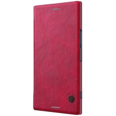 Prabangus „Nillkin“ Qin serijos raudonas odinis atverčiamas Sony Xperia XZ Premium (Xperia XZ Premium Dual) dėklas - knygutė / P
