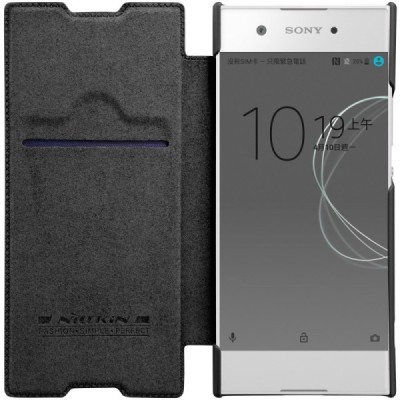 Greznais „Nillkin“ Qin sērijas ādas atvērams melns Sony Xperia XA1 (G3121, G3123, G3125, G3112, G3116) maciņš (maks) / Vacins.lv