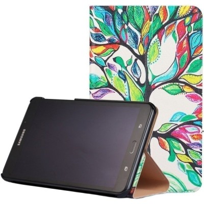 Samsung Galaxy Tab A 7.0 2016 (T280, T285) atverčiamas spalvotas, baltas odinis dėklas - knygutė / Priedai.lt