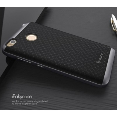 Xiaomi Redmi 4X „IPAKY“ kieto silikono TPU juodas (pilkais apvadais) dėklas - nugarėlė / Priedai.lt