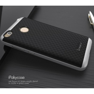 Xiaomi Redmi 4X „IPAKY“ cieta silikona (TPU) melns apvalks (apmales - sudrabā krāsā) / Vacins.lv