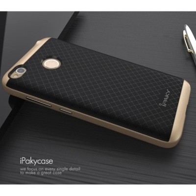 Xiaomi Redmi 4X „IPAKY“ cieta silikona (TPU) melns apvalks (apmales - zeltā krāsā) / Vacins.lv