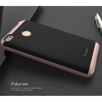 Xiaomi Redmi 4X „IPAKY“ cieta silikona (TPU) melns apvalks (apmales - rozā krāsā) / Vacins.lv