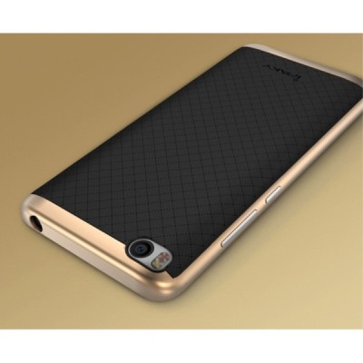 Xiaomi Mi 5S „IPAKY“ cieta silikona (TPU) melns apvalks (apmales - zeltā krāsā) / Vacins.lv