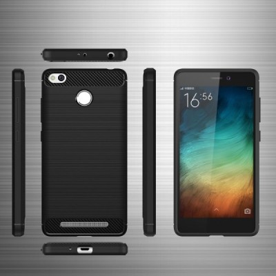 Xiaomi Redmi 3s „Carbon“ kieto silikono TPU juodas dėklas - nugarėlė / Priedai.lt