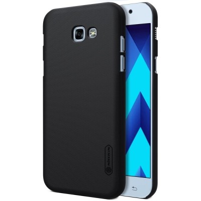 Samsung Galaxy A7 2017 (A720) Nillkin Frosted Shield juodas plastikinis dėklas + apsauginė ekrano plėvelė / Priedai.lt