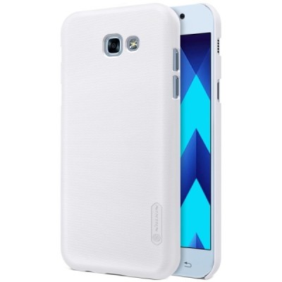 Samsung Galaxy A7 2017 (A720) Nillkin Frosted Shield baltas plastikinis dėklas + apsauginė ekrano plėvelė / Priedai.lt