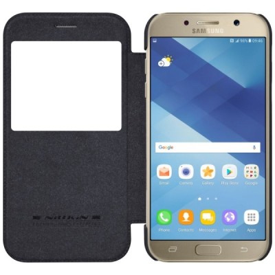 Greznais „Nillkin“ Qin sērijas ādas atvērams melns Samsung Galaxy A7 (2017) A720 maciņš / Vacins.lv