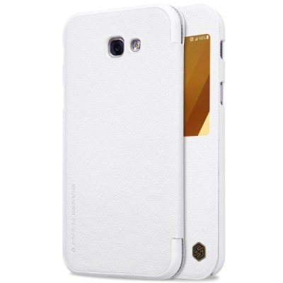Greznais „Nillkin“ Qin sērijas ādas atvērams balts Samsung Galaxy A7 (2017) A720 maciņš / Vacins.lv