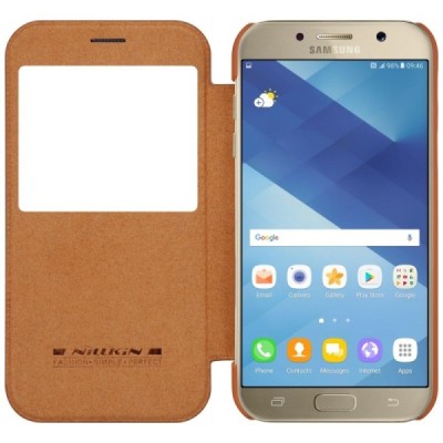 Greznais „Nillkin“ Qin sērijas ādas atvērams bruns Samsung Galaxy A7 (2017) A720 maciņš / Vacins.lv