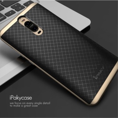 Huawei Mate 9 Pro (Mate 9 Pro Porsche Design) „IPAKY“ kieto silikono TPU juodas (aukso spalvos apvadais) dėklas - nugarėlė / Pri