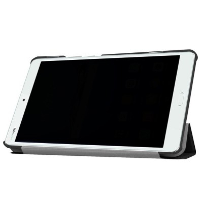 Huawei MediaPad M3 8.4 atverčiamas juodas odinis dėklas - knygutė / Priedai.lt