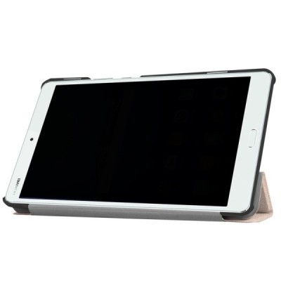 Huawei MediaPad M3 8.4 atverčiamas aukso spalvos odinis dėklas - knygutė / Priedai.lt