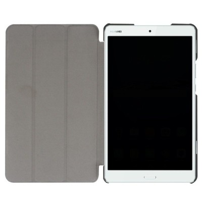 Huawei MediaPad M3 8.4 atverčiamas aukso spalvos odinis dėklas - knygutė / Priedai.lt