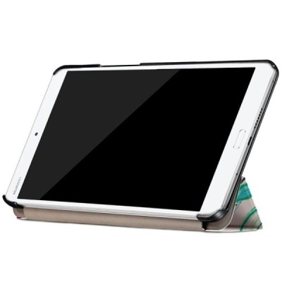Huawei MediaPad M3 8.4 atverčiamas spalvotas, baltas odinis dėklas - knygutė / Priedai.lt