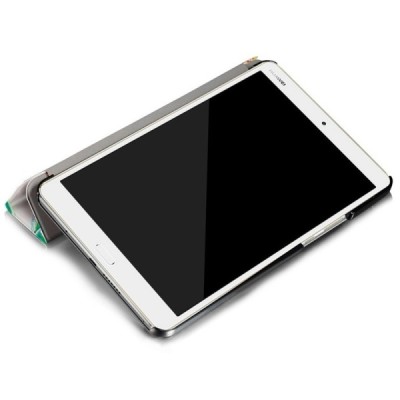 Huawei MediaPad M3 8.4 atverčiamas spalvotas, baltas odinis dėklas - knygutė / Priedai.lt