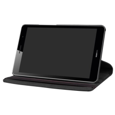 Huawei MediaPad T3 8.0 atvēramais melns ādas maciņš, grozās 360° grādu apjomā / Vacins.lv