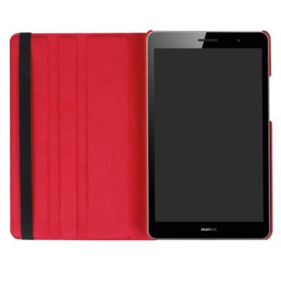 Huawei MediaPad T3 8.0 atverčiamas, sukamas 360 laipsnių, raudonas odinis dėklas - stovas / Priedai.lt