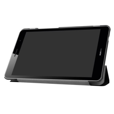 Huawei MediaPad T3 8.0 atverčiamas juodas odinis dėklas - knygutė / Priedai.lt