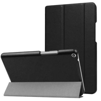 Huawei MediaPad T3 8.0 atverčiamas juodas odinis dėklas - knygutė / Priedai.lt