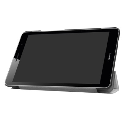 Huawei MediaPad T3 8.0 atverčiamas baltas odinis dėklas - knygutė / Priedai.lt