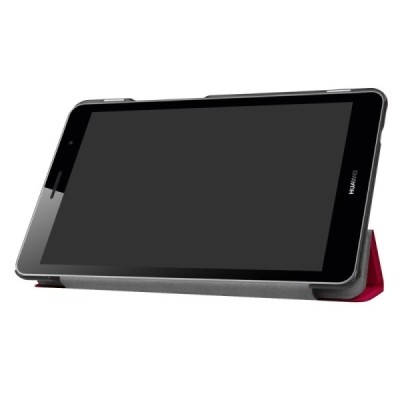 Huawei MediaPad T3 8.0 atverčiamas raudonas odinis dėklas - knygutė / Priedai.lt