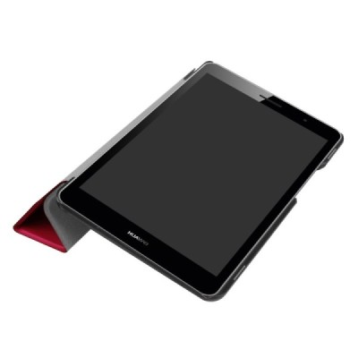 Huawei MediaPad T3 8.0 atverčiamas raudonas odinis dėklas - knygutė / Priedai.lt