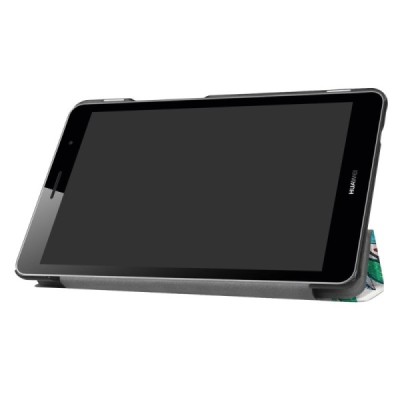 Huawei MediaPad T3 8.0 atvēramais krāsains, balts maciņš / Vacins.lv